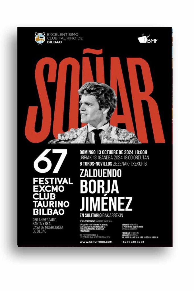 Cartel festival taurino en Bilbao "Soñar" con Borja Jiménez