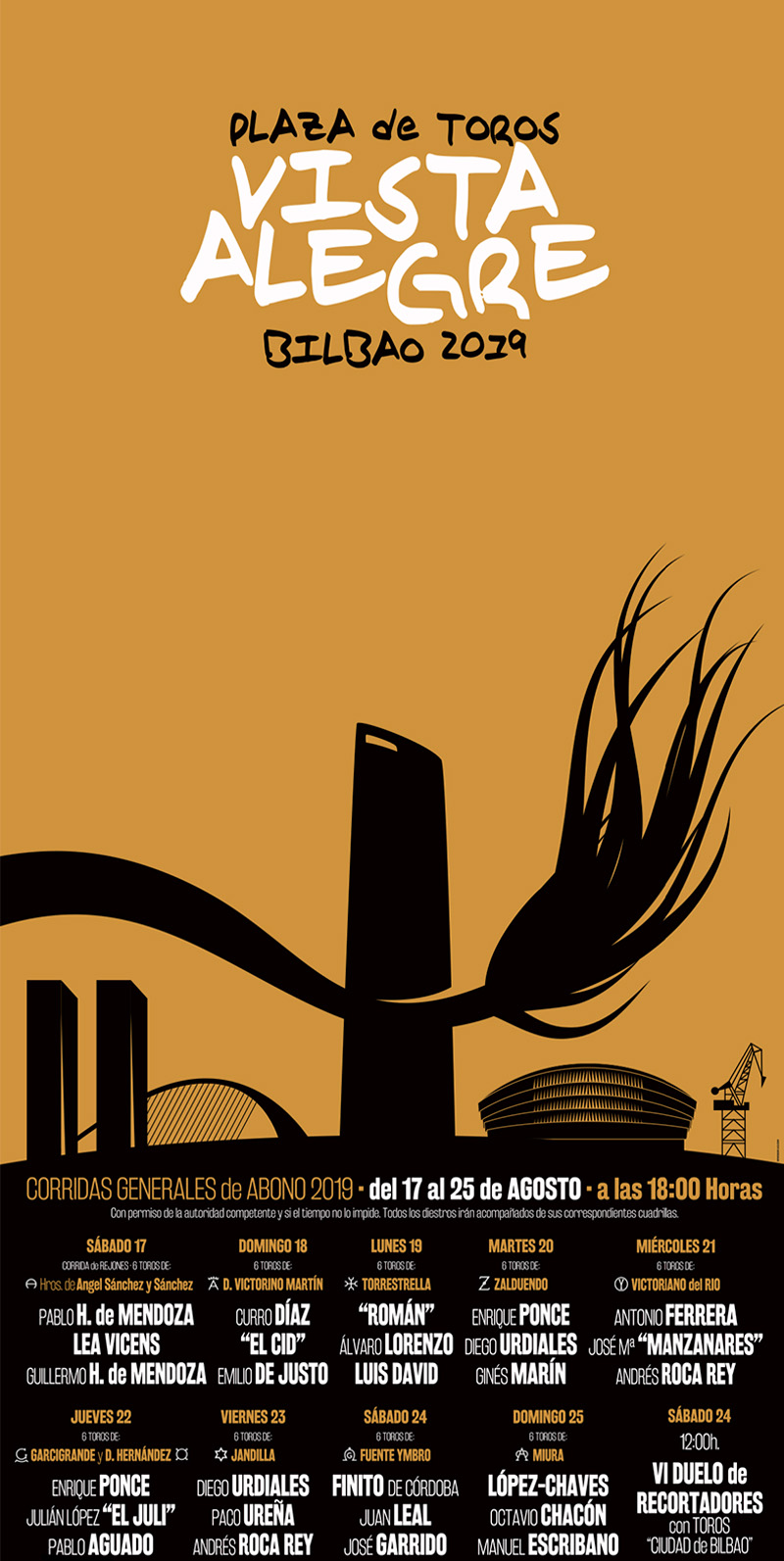 Carteles Corridas Generales 2019, Plaza de toros de Bilbao